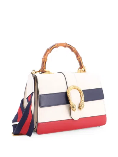 Pre-owned Gucci Dionysus Bamboo Top Handle Bag Colorblock Leather Medium Satchel In Multicolour