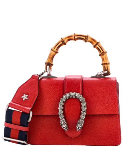Gucci Dionysus Bamboo Top Handle Bag Leather Mini (authentic Pre-loved) In Red/red