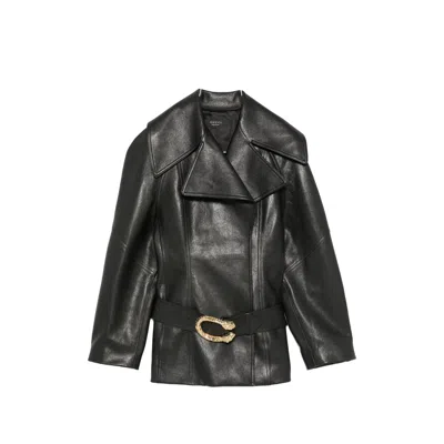 Gucci Dionysus Belted Jacket In Black