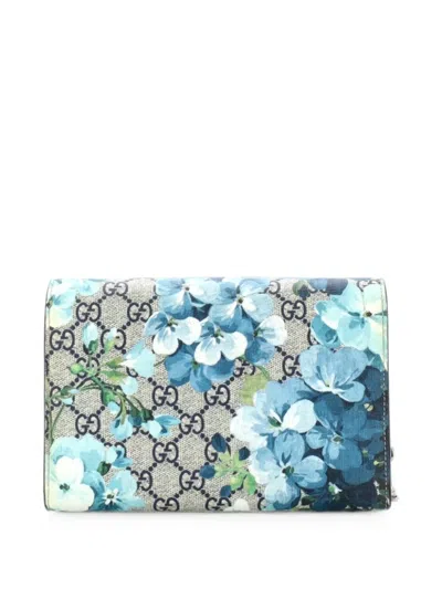 Pre-owned Gucci Dionysus Chain Wallet Blooms Print Gg Coated Canvas Small Crossbody Bag In Brown