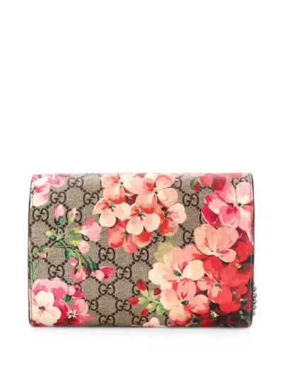 Pre-owned Gucci Dionysus Chain Wallet Blooms Print Gg Coated Canvas Small Crossbody Bag In Brown