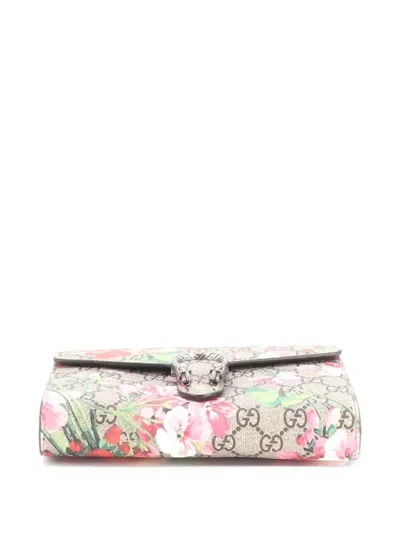 Pre-owned Gucci Dionysus Chain Wallet Blooms Print Gg Coated Canvas Small Shoulder Bag In 褐色