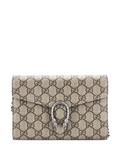 Pre-owned Gucci Dionysus Chain Wallet Gg Coated Canvas Small Crossbody Bag In Brown