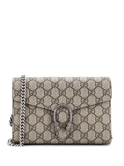 Pre-owned Gucci Dionysus Chain Wallet Gg Coated Canvas Small Crossbody Bag In Brown