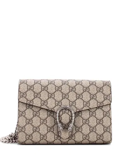 Pre-owned Gucci Dionysus Chain Wallet Gg Coated Canvas Small Crossbody Bag In Brown