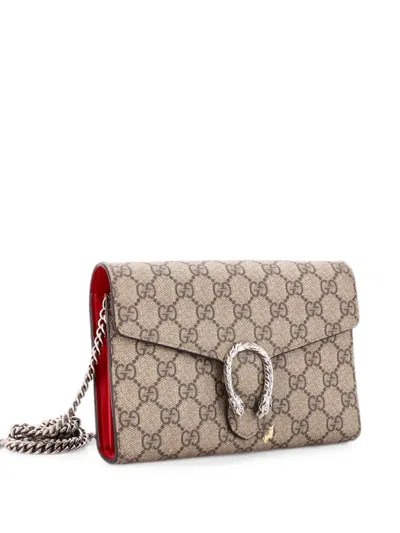 Pre-owned Gucci Dionysus Chain Wallet Gg Coated Canvas Small Crossbody Bag In Brown