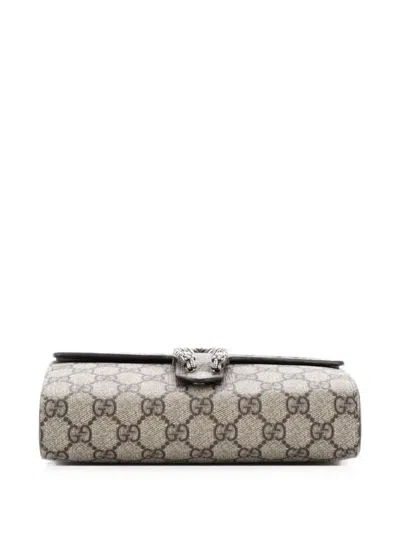 Pre-owned Gucci Dionysus Chain Wallet Gg Coated Canvas Small Crossbody Bag In Brown