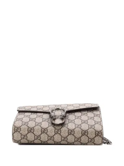 Pre-owned Gucci Dionysus Chain Wallet Gg Coated Canvas Small Crossbody Bag In Brown