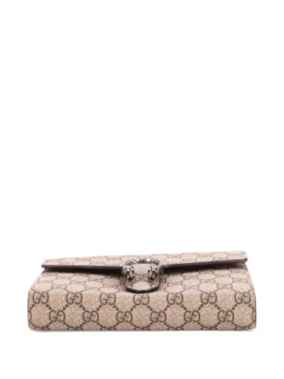 Pre-owned Gucci Dionysus Chain Wallet Gg Coated Canvas Small Crossbody Bag In Brown