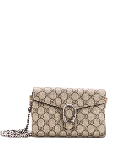 Pre-owned Gucci Dionysus Chain Wallet Gg Coated Canvas Small Crossbody Bag In Brown