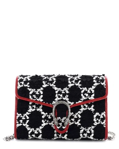 Gucci Dionysus Chain Wallet Gg Tweed Small (authentic Pre-loved) In Black