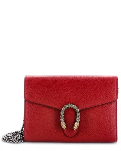 Gucci Dionysus Chain Wallet Leather With Embellished Detail Small (authentic Pre-loved) In Red