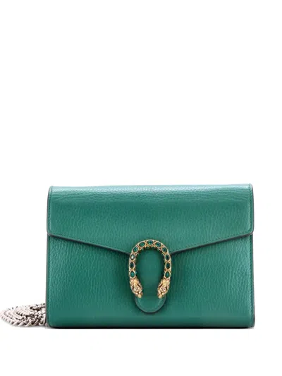 Pre-owned Gucci Dionysus Chain Wallet Leather With Embellished Detail Small Crossbody Bag In Green