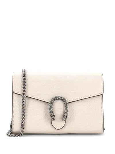 Pre-owned Gucci Dionysus Chain Wallet Leather With Embellished Detail Small Crossbody Bag In Neutral