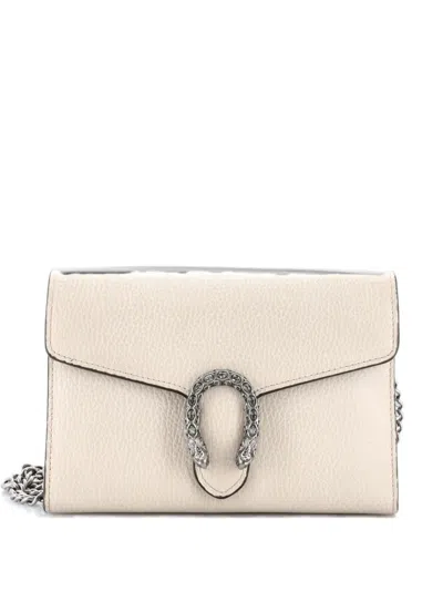 Pre-owned Gucci Dionysus Chain Wallet Leather With Embellished Detail Small Crossbody Bag In Neutrals