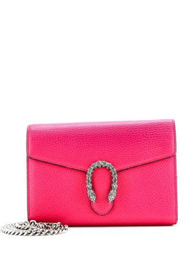 Pre-owned Gucci Dionysus Chain Wallet Leather With Embellished Detail Small Crossbody Bag In Pink