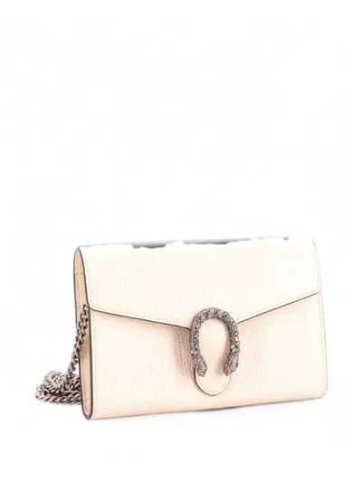 Pre-owned Gucci Dionysus Chain Wallet Leather With Embellished Detail Small Crossbody Bag In White