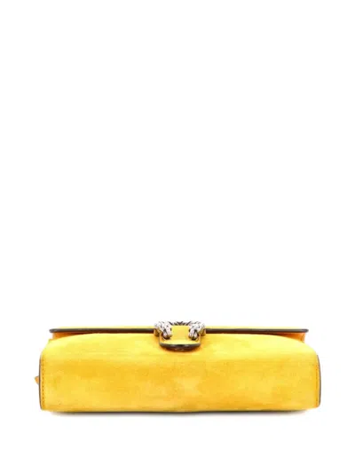Pre-owned Gucci Dionysus Chain Wallet Suede Small Crossbody Bag In Yellow