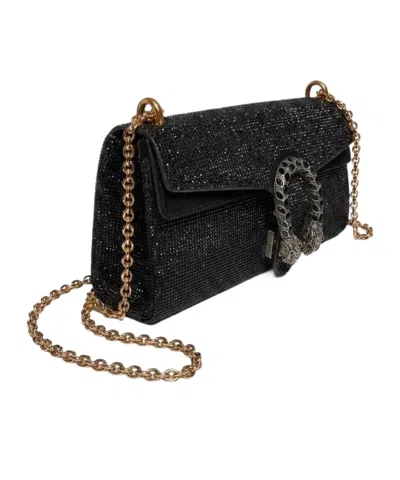 Gucci Dionysus Crystal Medium Shoulder Bag In Black
