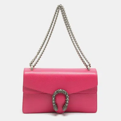 Pre-owned Gucci Dionysus Crystals Small Pink Leather Shoulder Bag