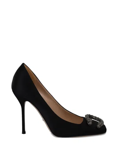 Pre-owned Gucci Dionysus-embellished Satin Pumps In Black