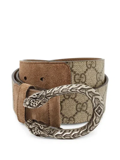 Pre-owned Gucci Dionysus Gg Supreme Belt In Neutrals