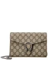 Gucci Dionysus Gg Supreme Canvas Wallet On Chain In Brown
