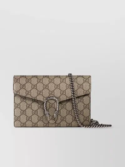 Gucci Dionysus Gg Supreme Chain Wallet In Brown