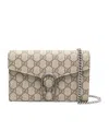 Gucci Dionysus Gg Supreme Canvas Wallet On Chain In Nude