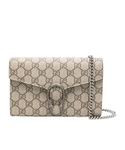 Gucci Dionysus Gg Supreme Chain Wallet In Nude