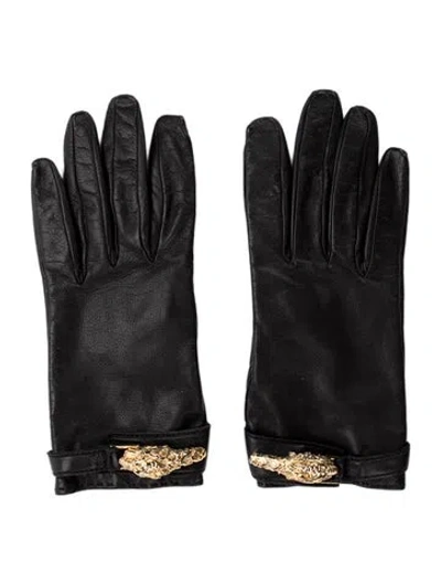 Pre-owned Gucci Dionysus Leather Gloves In Black