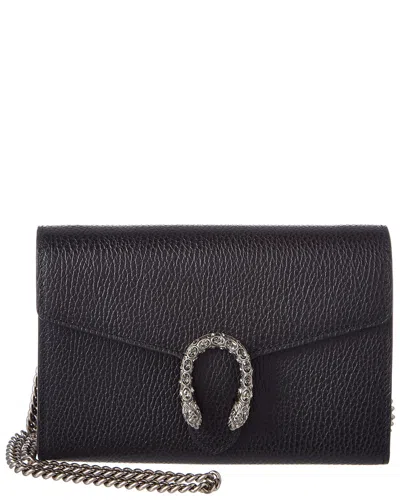 Gucci Dionysus Leather Mini Chain Bag In Black