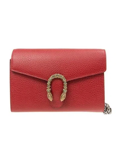 Gucci Dionysus Leather Mini Chain Bag In Red