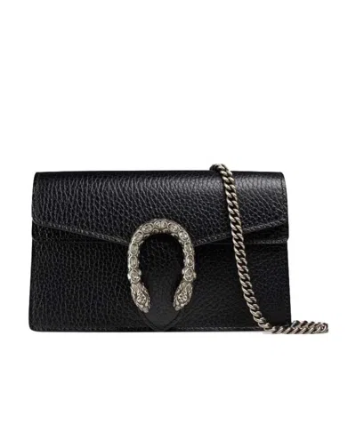 Gucci Dionysus Leather Super Mini Bag In Black