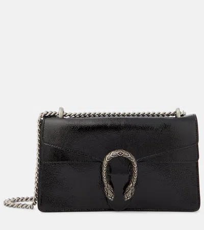 Gucci Dionysus Medium Patent Leather Shoulder Bag In Black