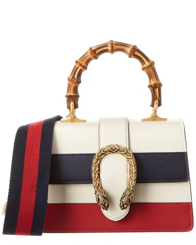 Gucci Dionysus Mini Bamboo Top Handle Leather Shoulder Bag In White