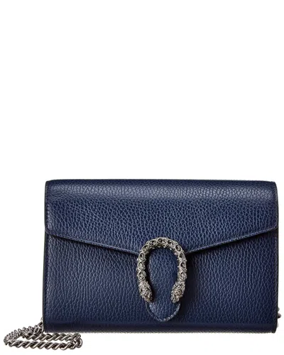 Gucci Dionysus Mini Leather Shoulder Bag In Blue