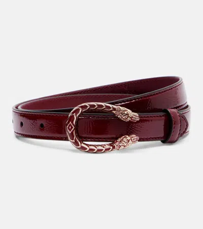Gucci Dionysus Patent Leather Belt In Burgundy