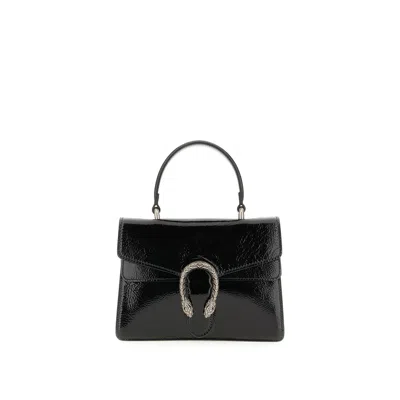 Gucci Dionysus Patent Leather Small Tote Bag In Black