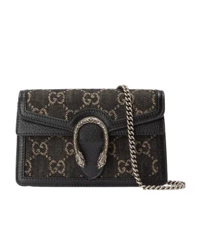 Gucci Dionysus Series Gg Super Mini Shoulder Bag In Black