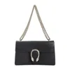 Gucci Structured Grained Leather Shoulder Bag In Black