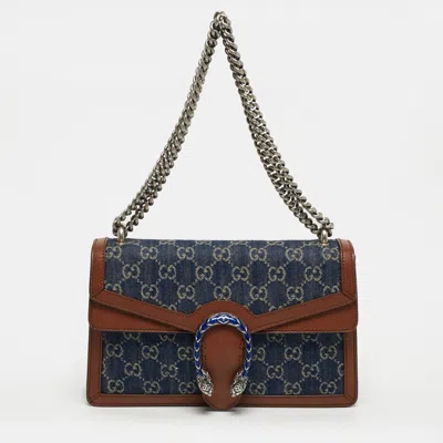 Pre-owned Gucci Dionysus Small Blue/brown Gg Denim Shoulder Bag