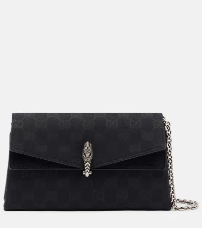 Gucci Dionysus Small Gg Canvas Shoulder Bag In Black