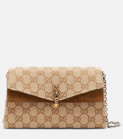 Gucci Dionysus Small Gg Canvas Shoulder Bag In Sand