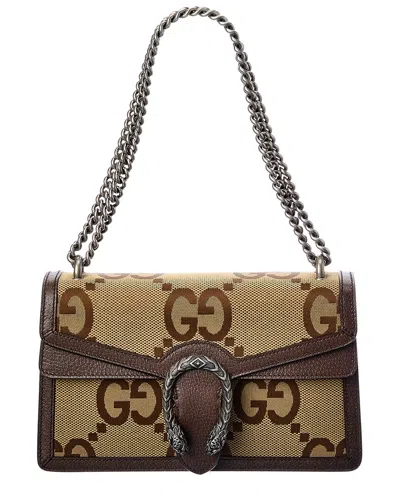 Gucci Dionysus Small Jumbo Gg Canvas & Leather Shoulder Bag In Beige