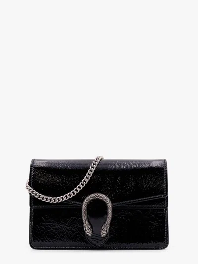 Gucci Mini Dionysus Patent Leather Bag In Black