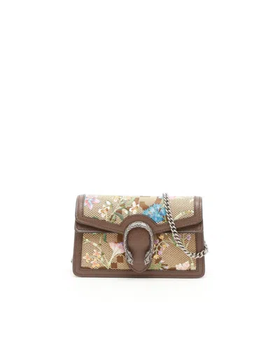 Gucci Dionysus Super Mini Flower Embroidery Bag In Brown