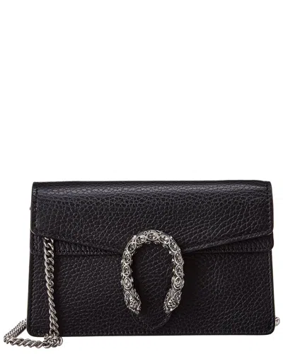 Gucci Dionysus Super Mini Leather Shoulder Bag In Black