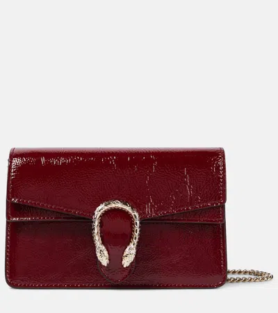 Gucci Dionysus Super Mini Patent Leather Shoulder Bag In Red