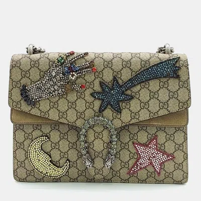 Pre-owned Gucci Dionysus Supreme Chain Shoulder Bag In Beige